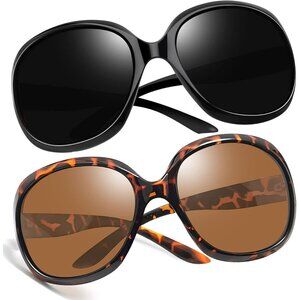 Women's Black Tortoise/Brown Trendy Polarized Driving Sun Glasses UV Protective